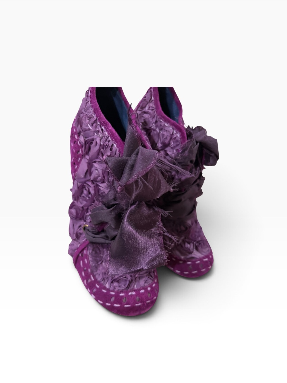 Irregular Choice Abigail’s Party Purple Rosette Boots EU 41 US 10 Rare - Picture 4 of 8